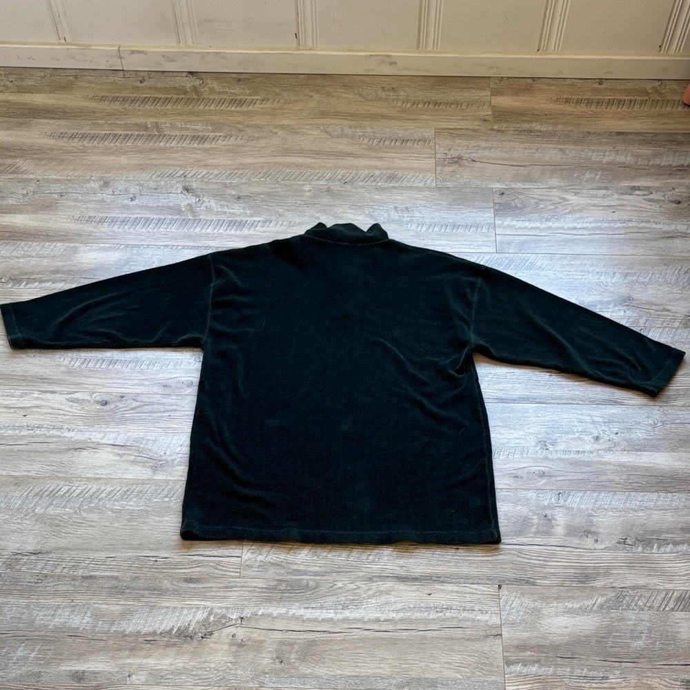 3/$30! Vintage Velour Track Suit Dark Green Ribbed Leggings 1/4 Zip Top - Picture 3 of 9